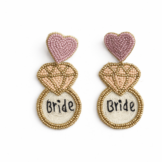Diamond Ring Inspired Beaded Bridal Earrings