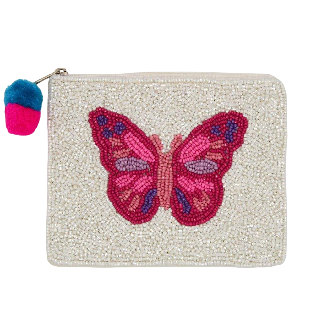Handmade Multicolor Beaded Butterfly Coin Purse