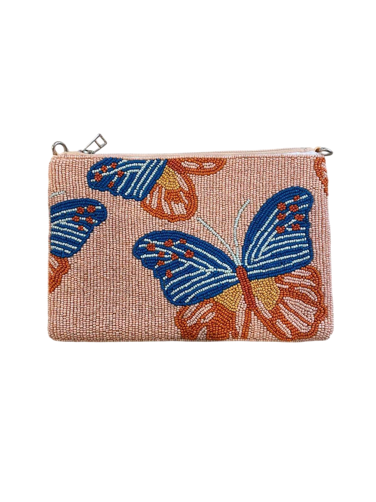 Handmade Orange Beaded Butterfly Coin Purse