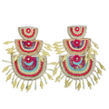 Handmade Multicolor Boho Beaded Statement Earrings