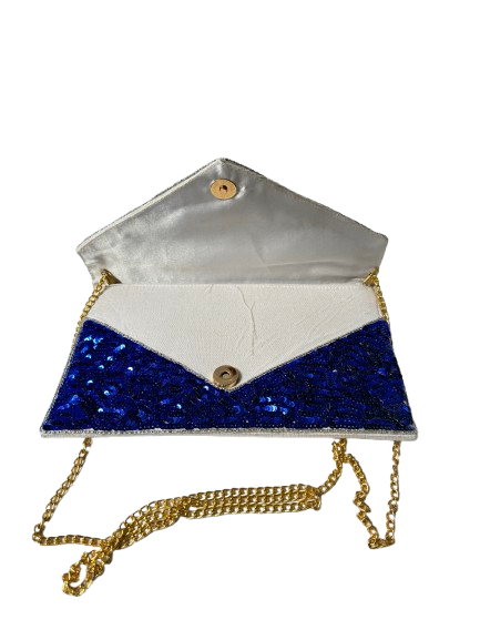 Handcrafted 4th of July Beaded Clutch Patriotic Red, White & Blue Evening Bag