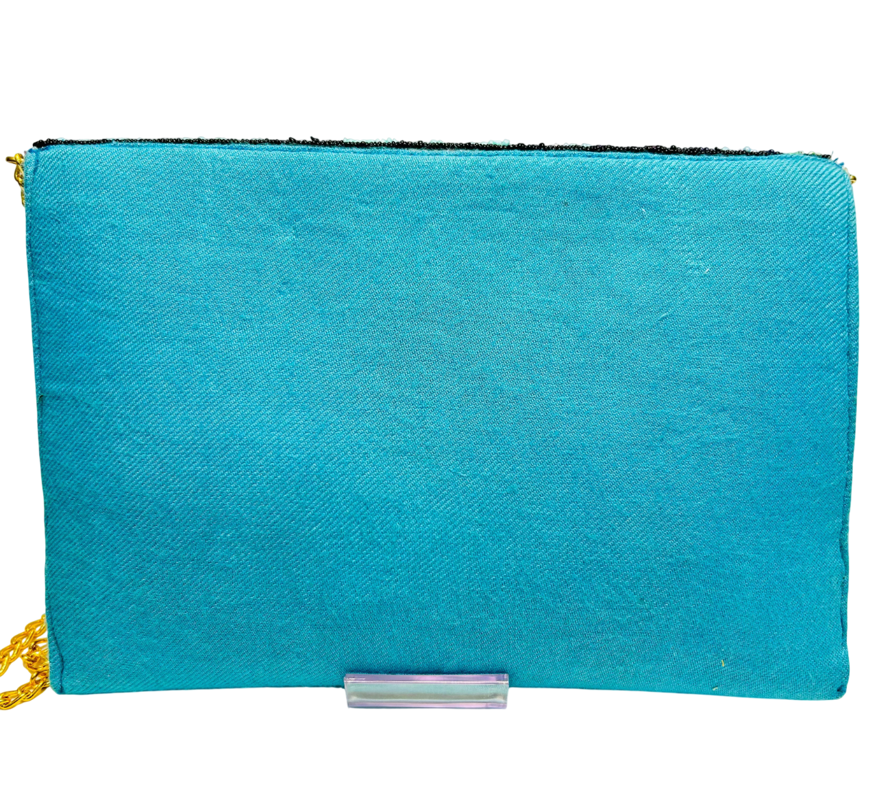 Multicolor Hummingbird Floral Beaded Clutch Purse with Chain Strap