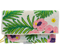 White Pink Green Beaded Floral Clutch