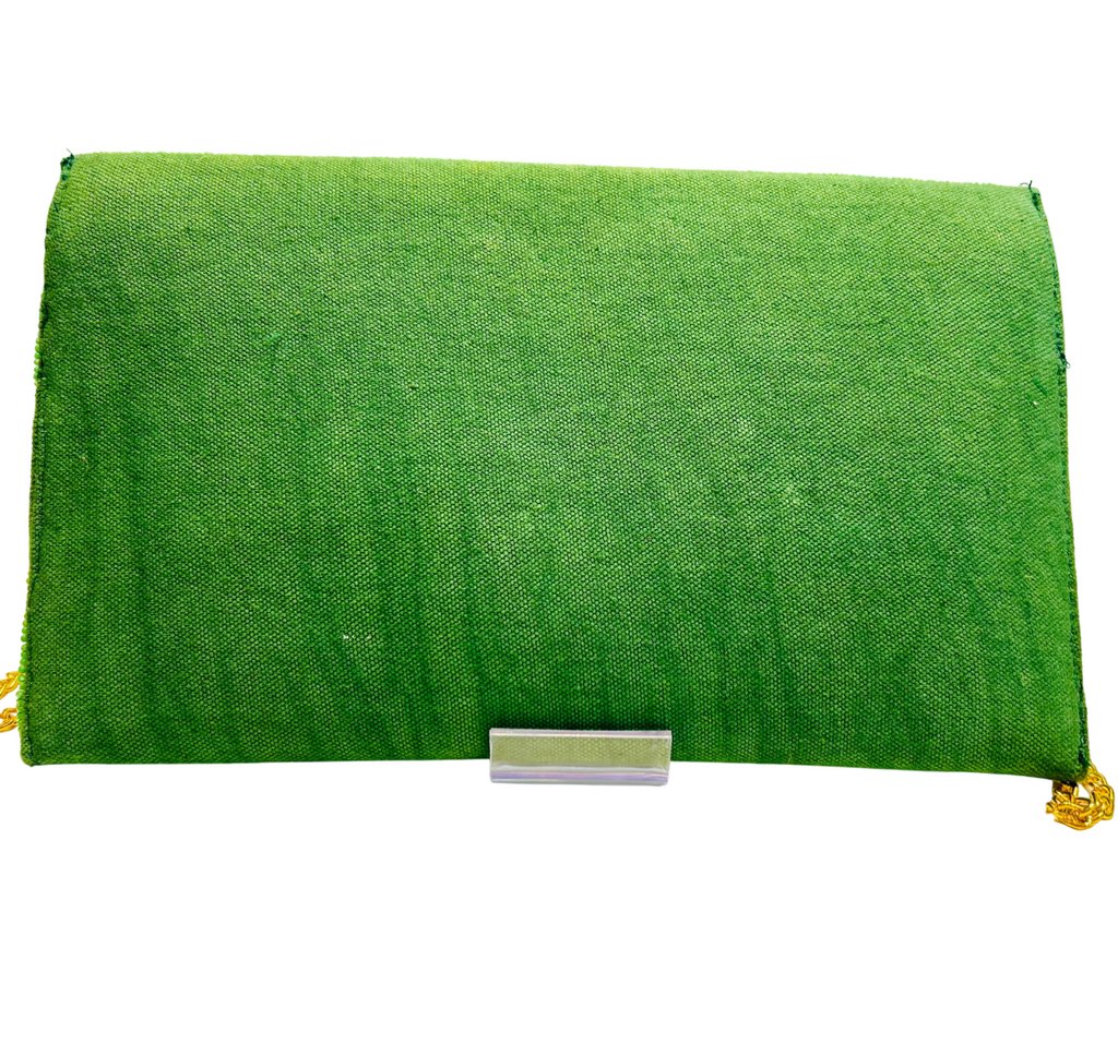 Beaded Lime Slice Clutch Crossbody Bag with Chain Strap