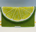 Beaded Lime Slice Clutch Crossbody Bag with Chain Strap