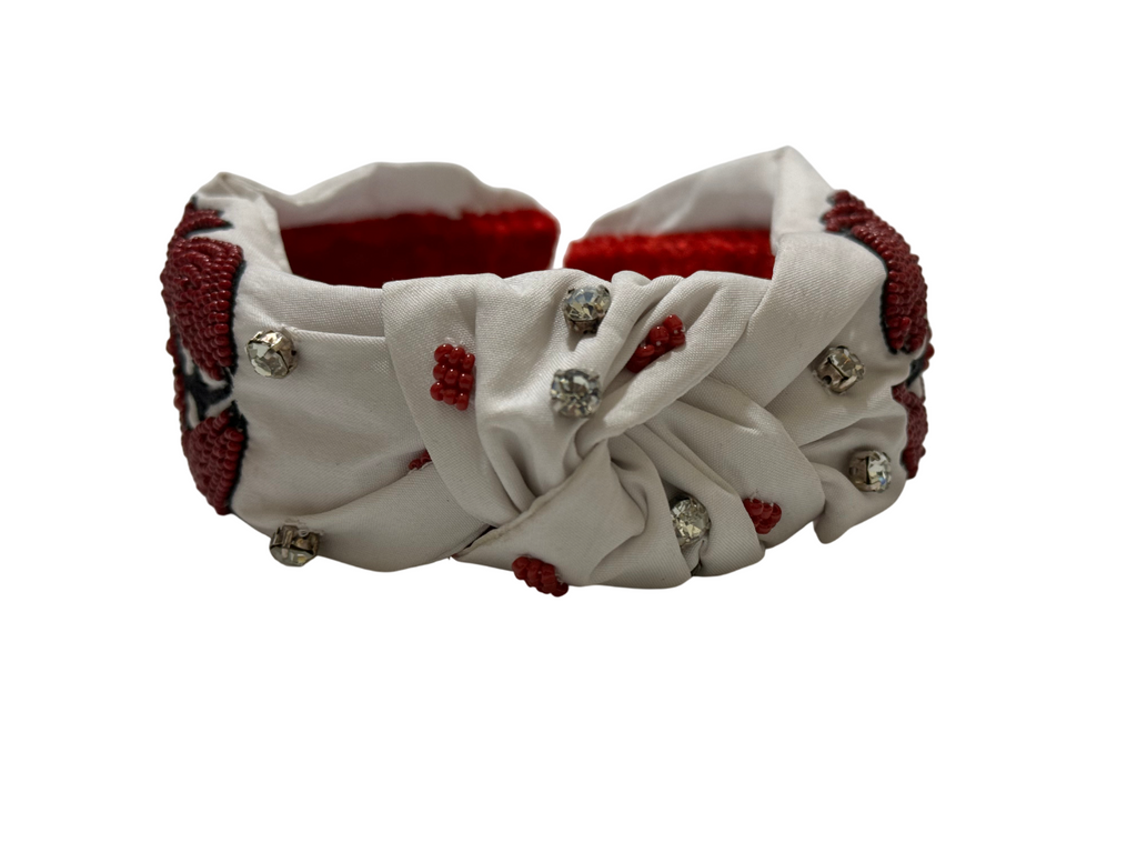 Lobster Mardi Gras Beaded Headband is a festive costume accessory with sparkling beads, rhinestones, and a playful lobster design—perfect for adding flair to any look.