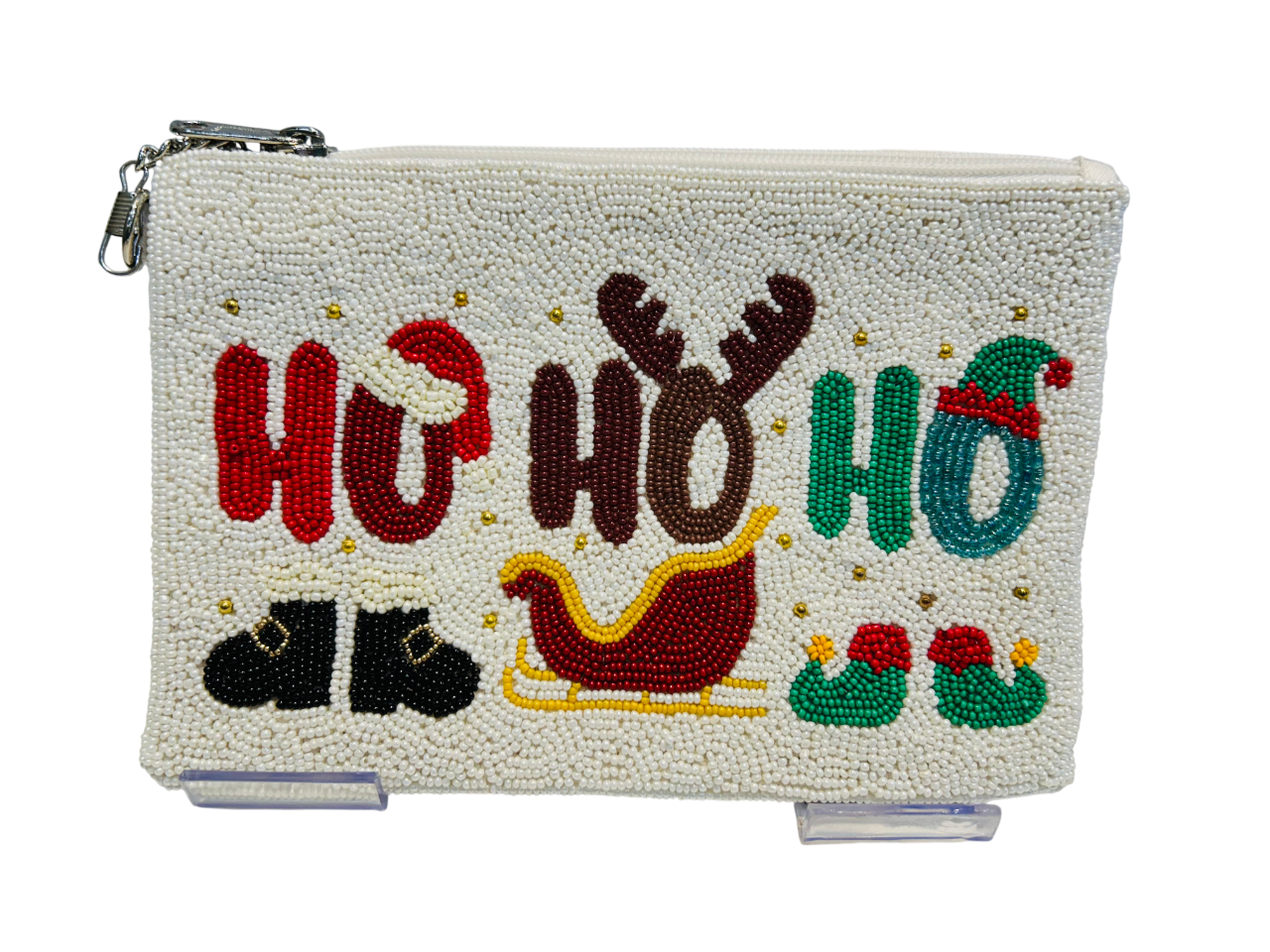 Christmas Seed Bead Coin Purse, Beaded coin purse pouch with 46 Detachable Chain