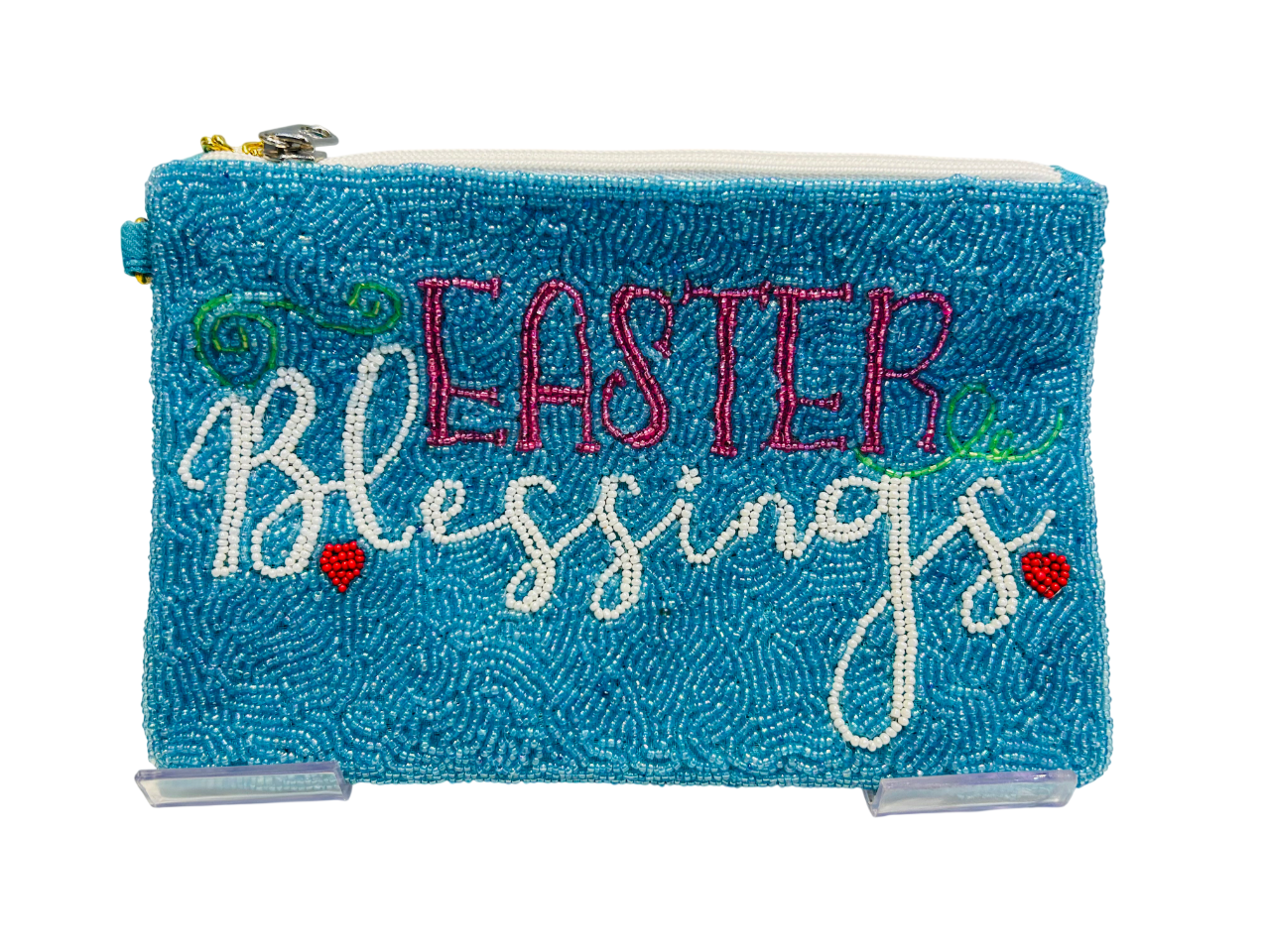 Handmade Beaded Easter Blessing Coin Purse | Small Festive Pouch with 46 Detachable Chain
