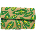 Hand-Crafted Jute Evening Bag with Green Pattern Beaded Tropical Clutch