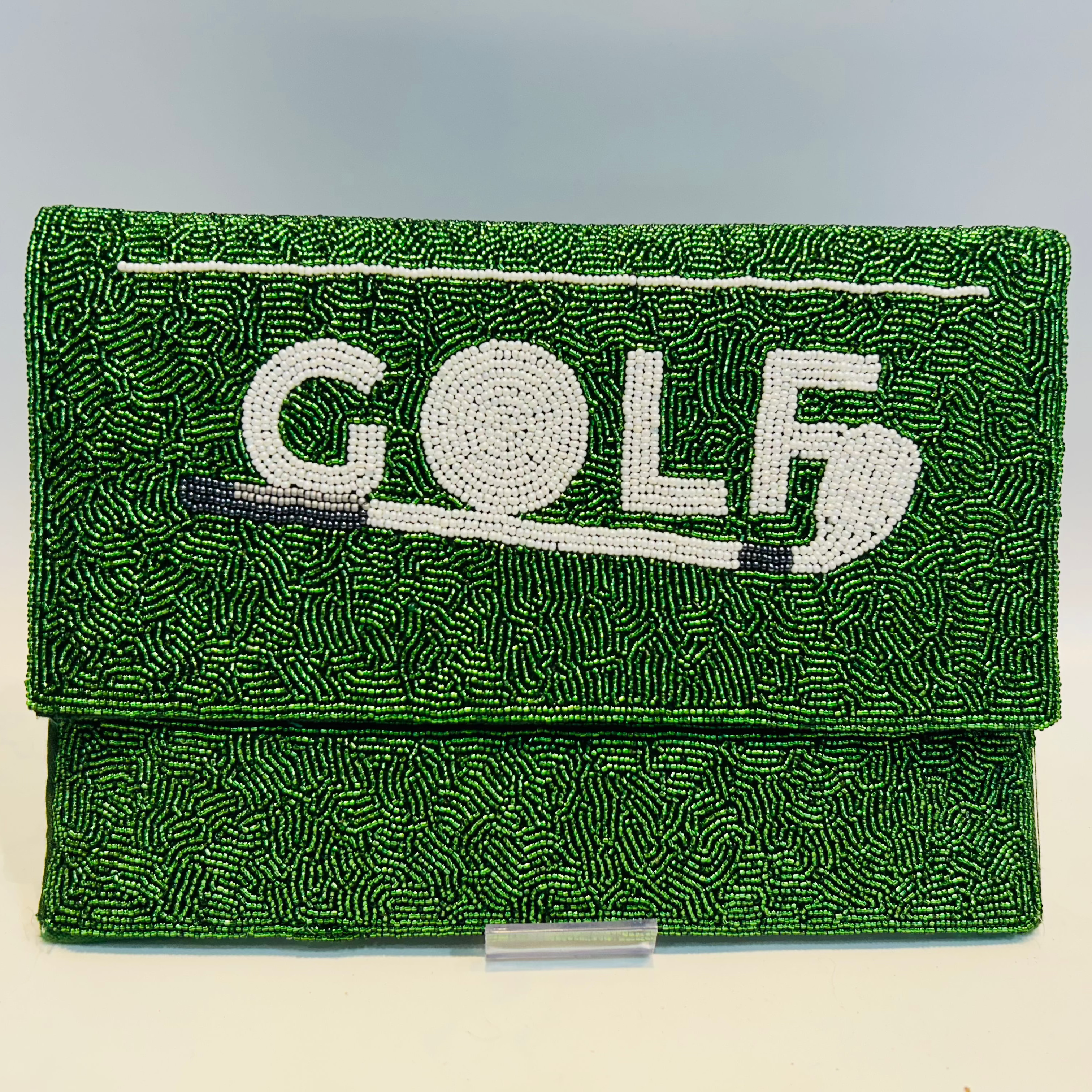 Hand-crafted Golf Themed Beaded Clutch Perfect for Tournaments & Outings