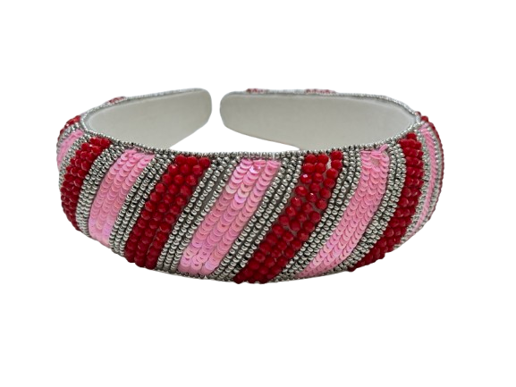 Cute Pink & Red Beaded Headband Bold & Playful Hair Accessory