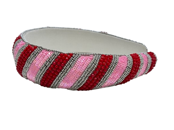 Cute Pink & Red Beaded Headband Bold & Playful Hair Accessory