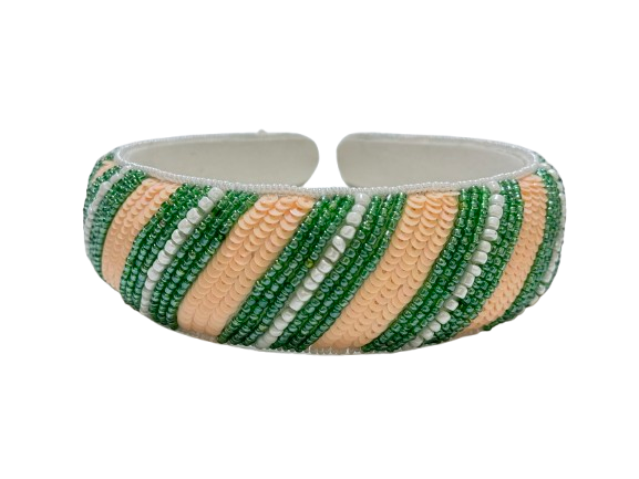 Handmade Yellow & Green Beaded & Sequin Headband Floral-Inspired Hair Accessory