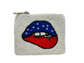 Patriotic 4th of July Beaded Coin Purse Handmade American Flag Design
