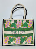 BRIDE Floral Beaded Canvas Tote Bag