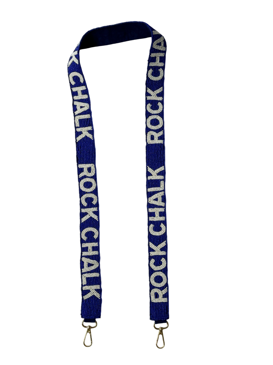 ROCK CHALK Blue & White Beaded Strap