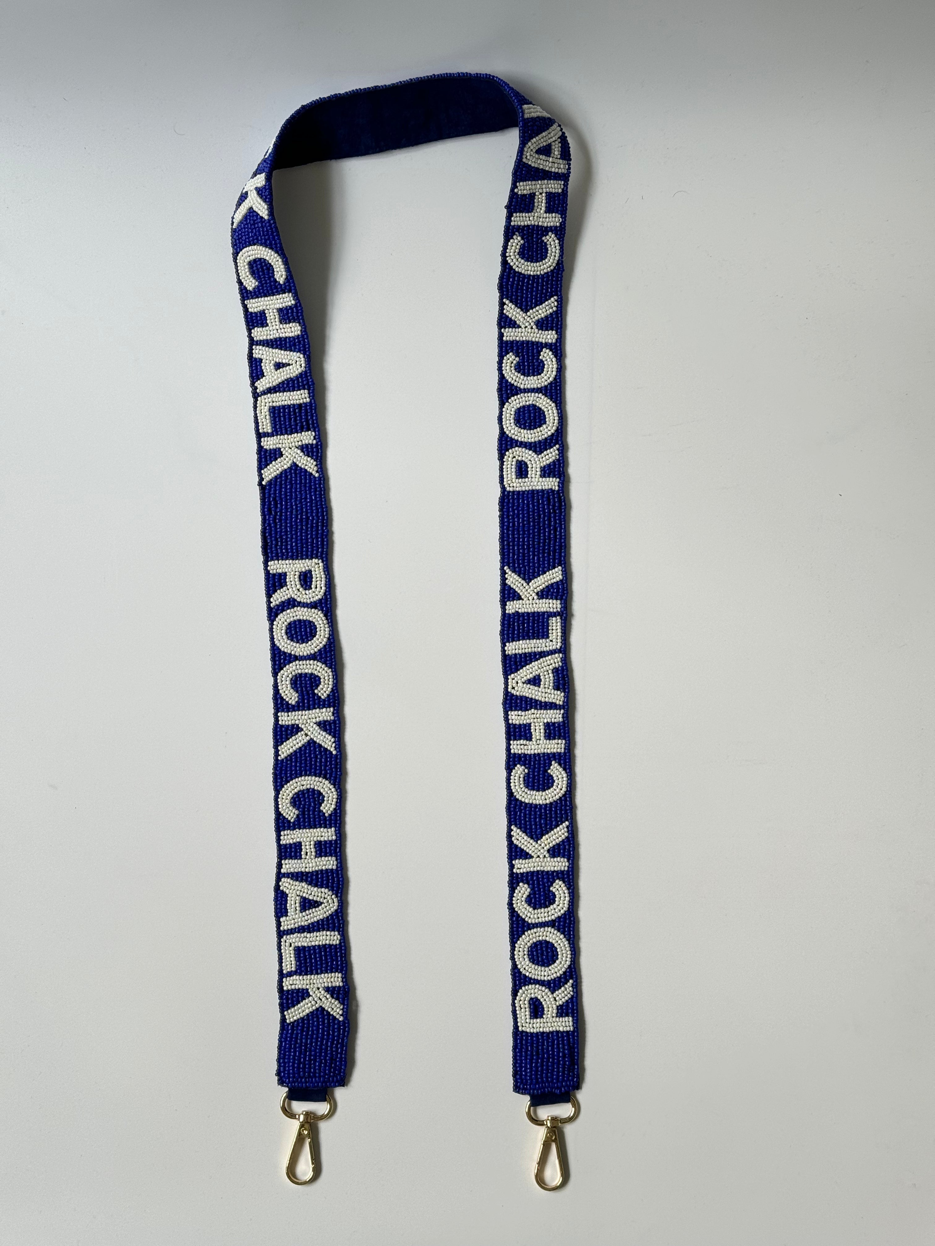 ROCK CHALK Blue & White Beaded Strap