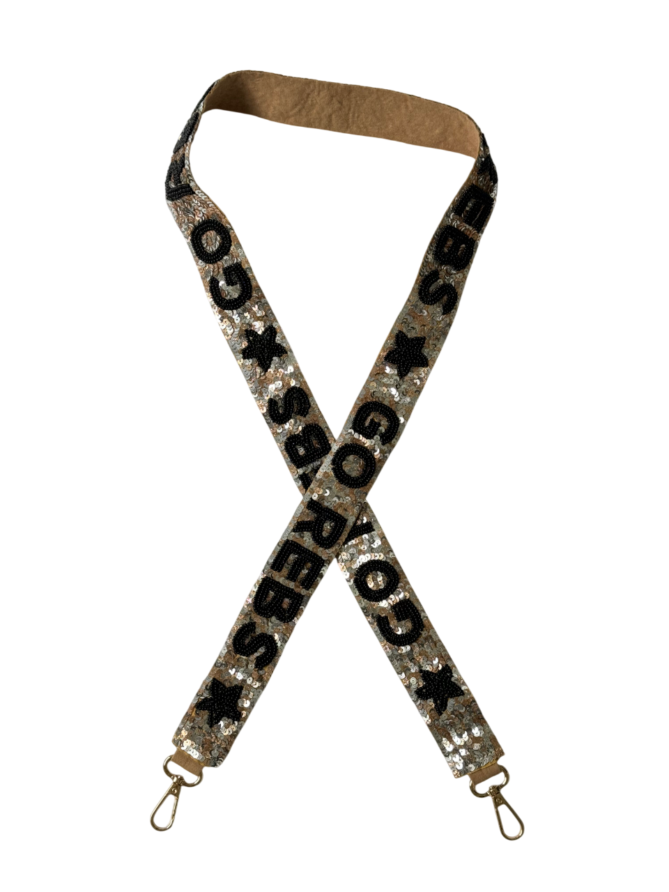 Handcrafted Gold and Black GO REBS Gameday Sequin Purse Strap
