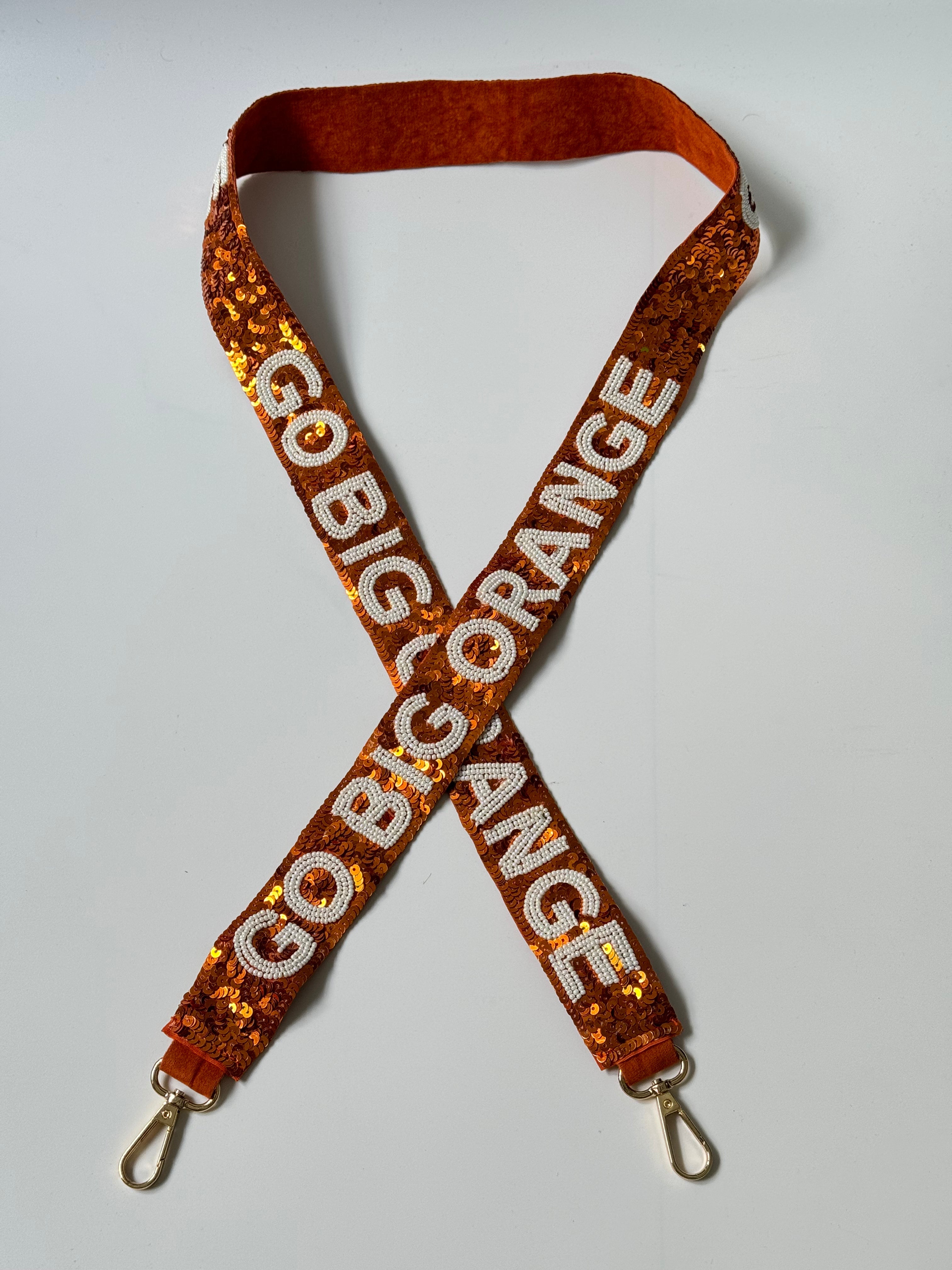 GO BIG ORANGE Orange & White Sequin Strap