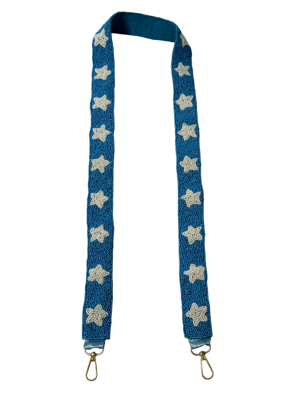 Handmade Sky-blue and White Star Gameday Beaded Strap
