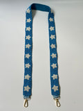 Handmade Sky-blue and White Star Gameday Beaded Strap