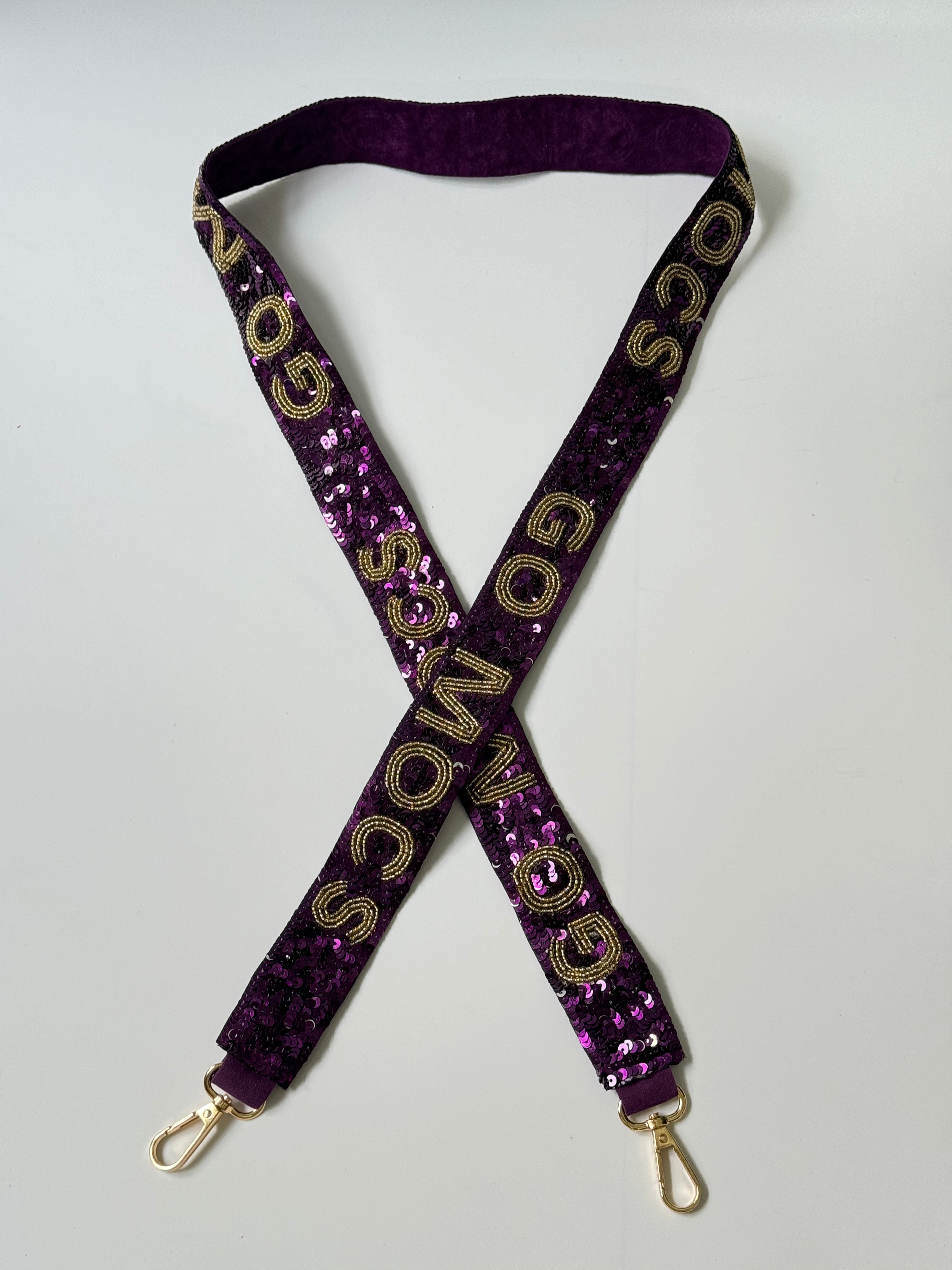 GO MOCS Purple and Gold Gameday Sequin Purse Strap