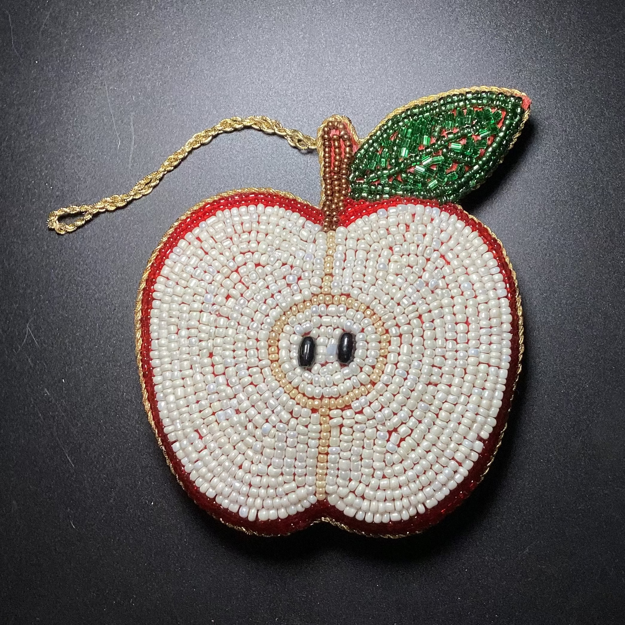 Handcrafted Apple Fruit Shape Beaded Ornament