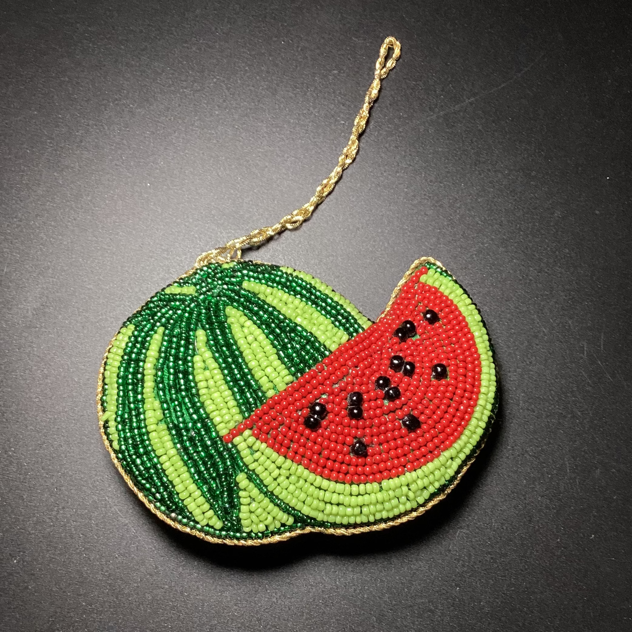 Handcrafted Watermelon Shape Beaded Ornament