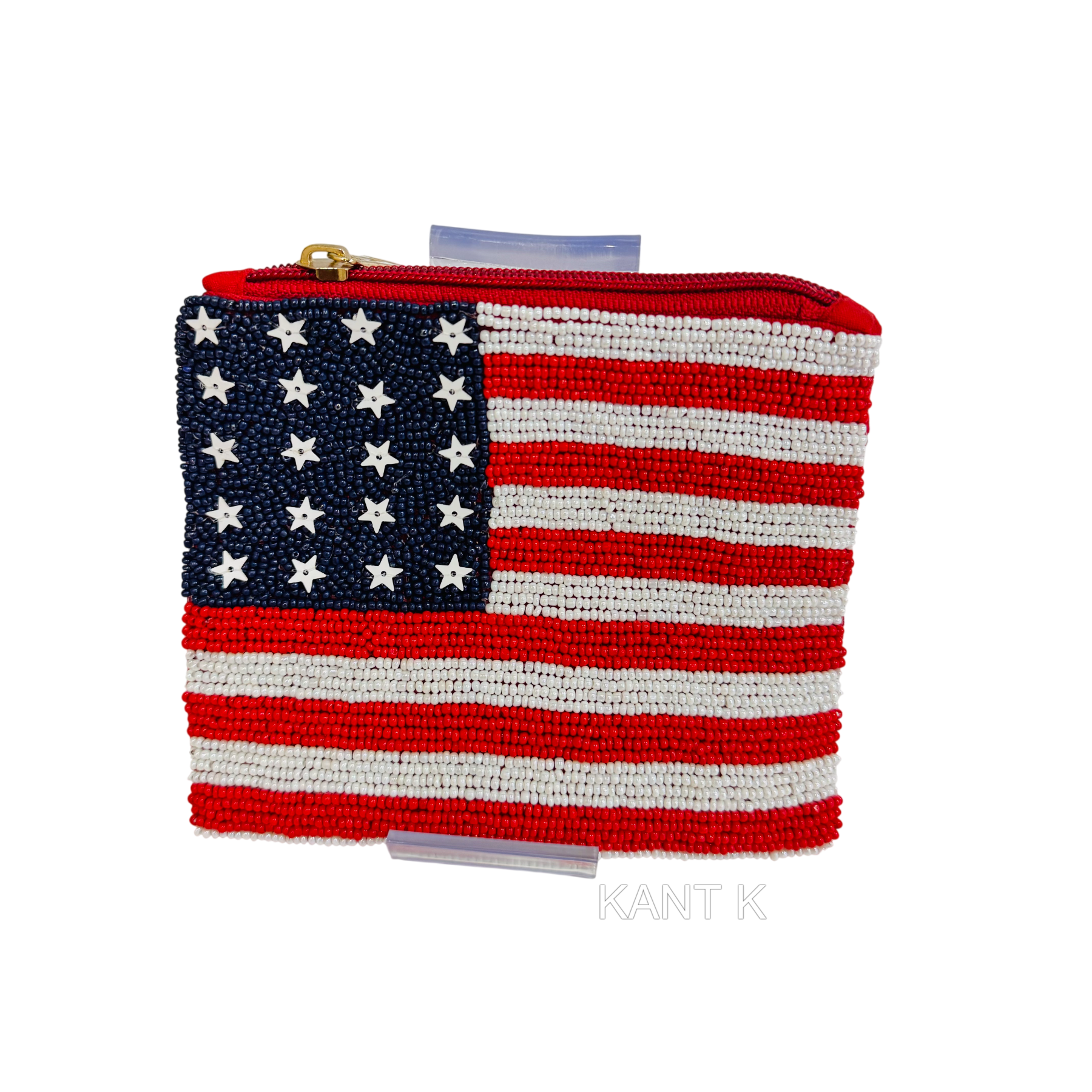 Patriotic 4th of July Red, White & Blue Beaded Coin Purse