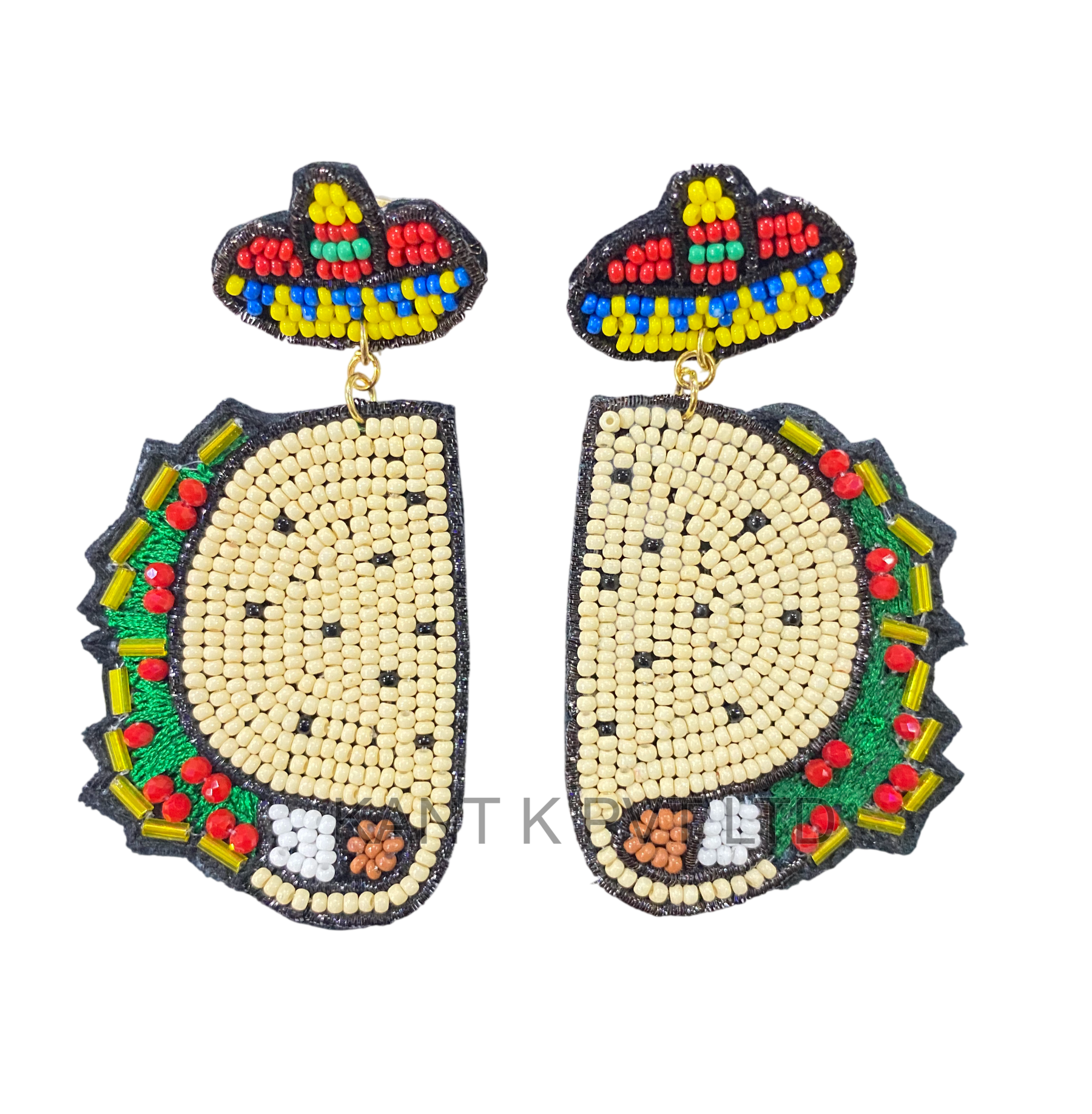 Handmade Taco Beaded Earrings Colorful Statement Dangles