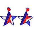 Patriotic Star Beaded Earrings Red White & Blue 4th of July Jewelry
