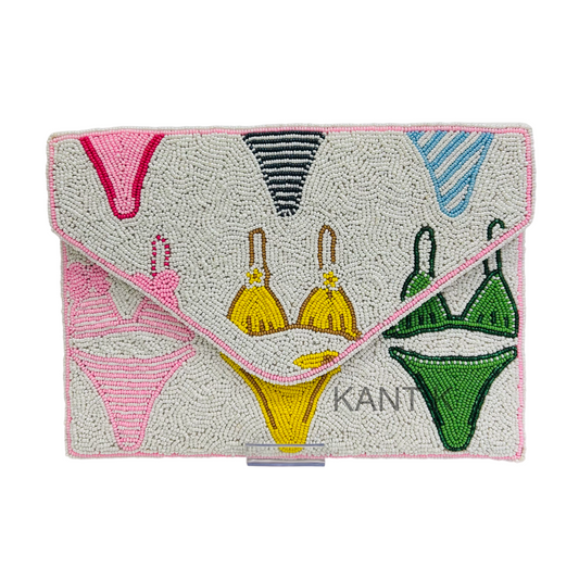 Handcrafted Summer-Ready Bikini Envelope Beaded Clutch Bag