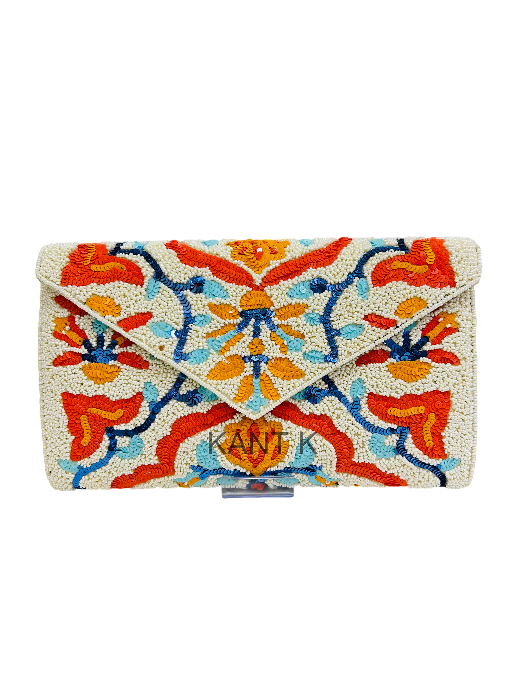 Floral Beaded Crossbody Clutch