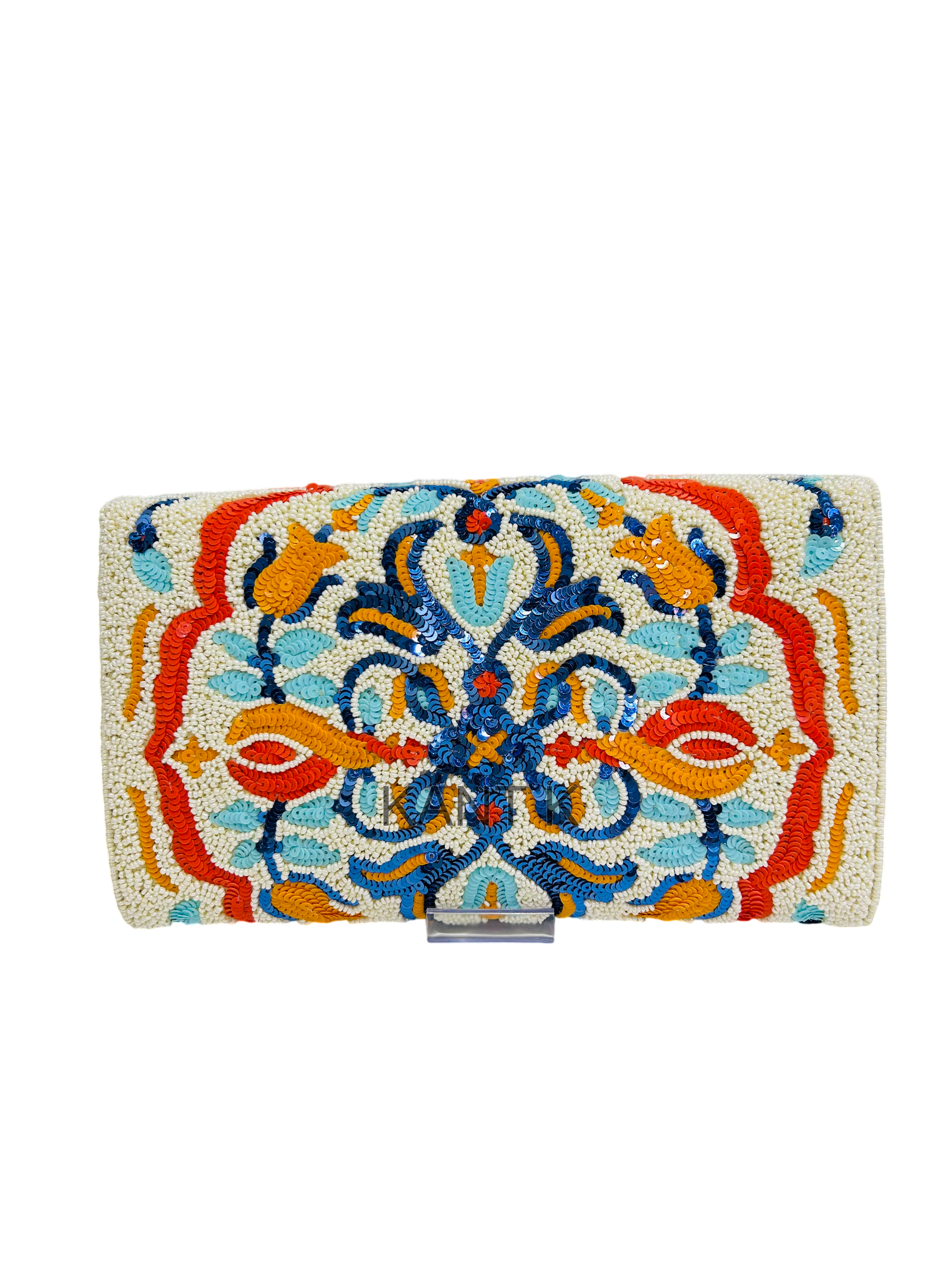 Floral Beaded Crossbody Clutch