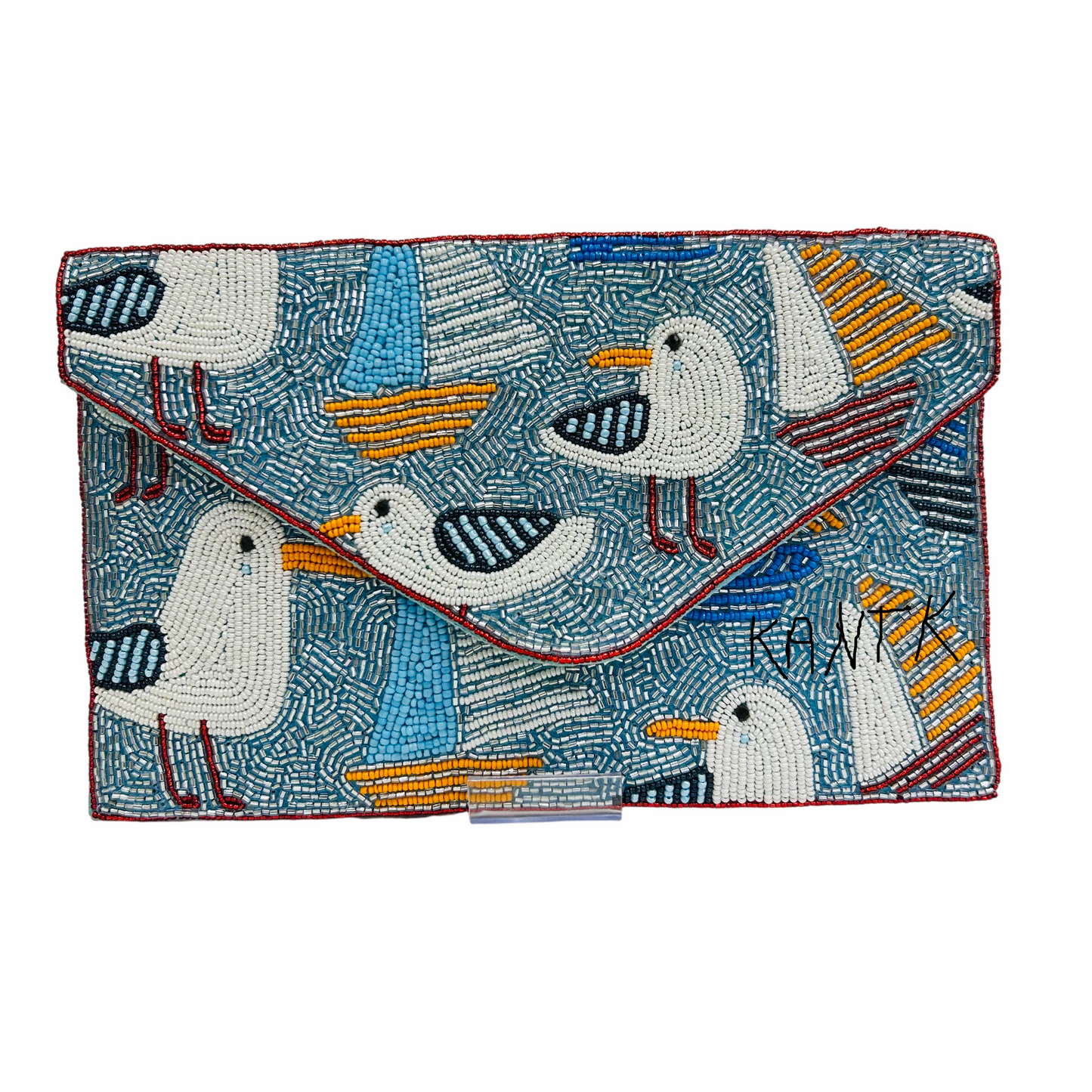 Handcrafted Nautical-Themed Envelope Clutch Purse