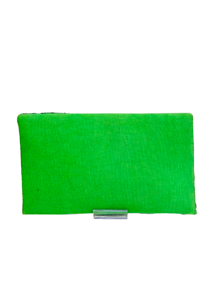 Green & Red Hand-Beaded Clutch Festive Statement Evening Bag