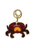 Handmade Red beaded crab bag charm Keychain