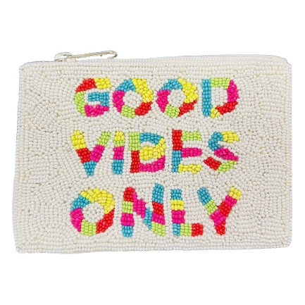 Good Vibes Only Beaded Coin Purse