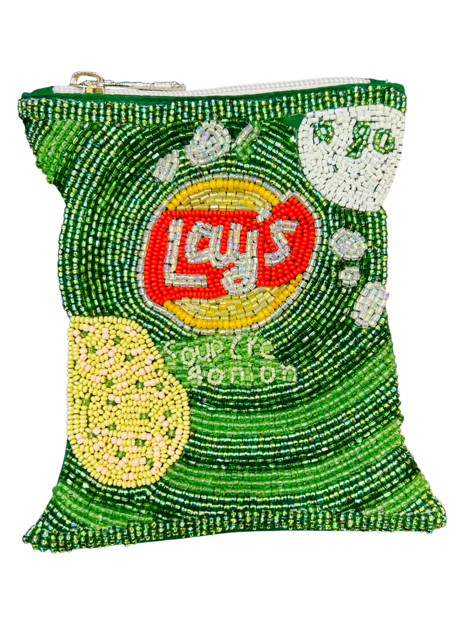 Beaded “Sour Cream & Onion” Chip Bag Purse Handmade Snack-Inspired Statement Accessory