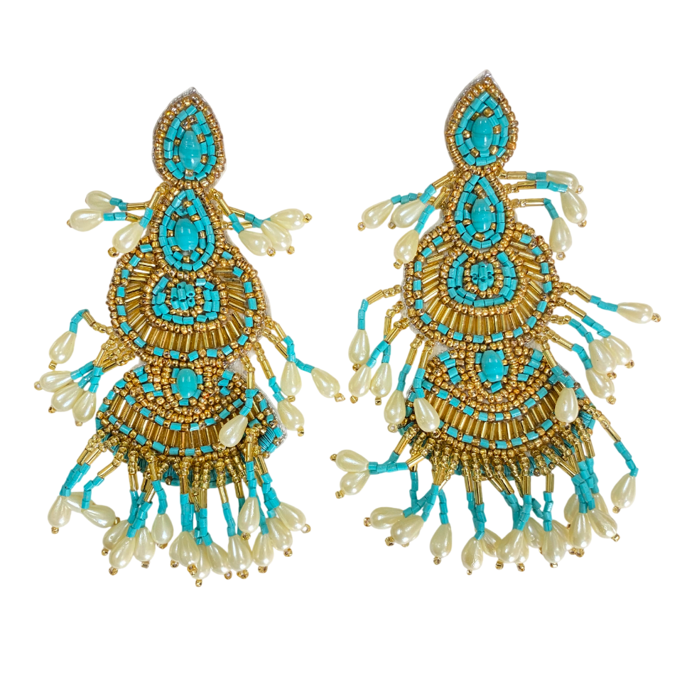 Handmade Colorful Boho Beaded Statement Earrings
