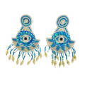 Handmade colorful boho beaded evil eye statement earring