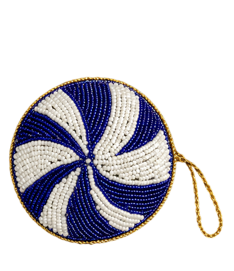 Blue and White Christmas Candy Beaded Ornament