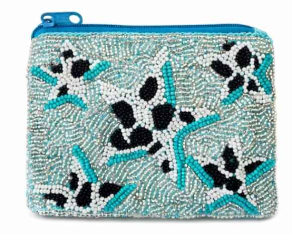 Handmade Multi-Star Beaded Coin Purse Colorful Beaded Zip Pouch