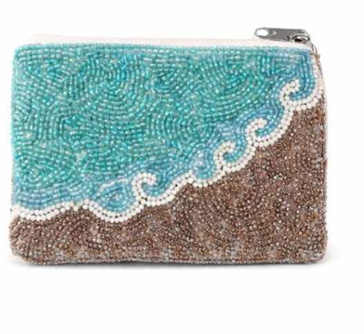 Hand-Beaded Ocean Wave Coin Purse