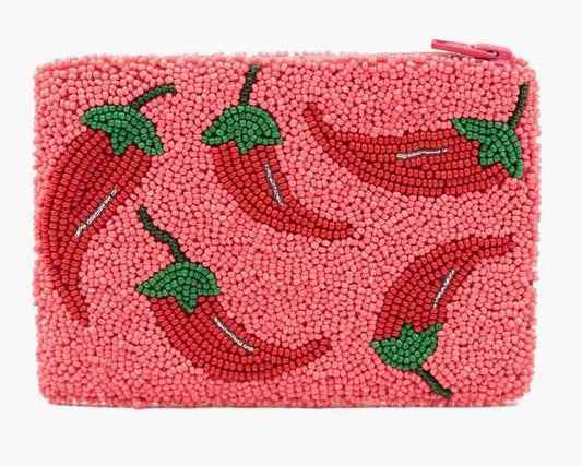 Pepper Beaded Pouch Handcrafted Decorative Coin & Essentials Pouch