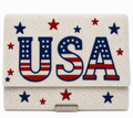 Handmade USA 4th of July Beaded Clutch Patriotic Red, White & Blue Bag