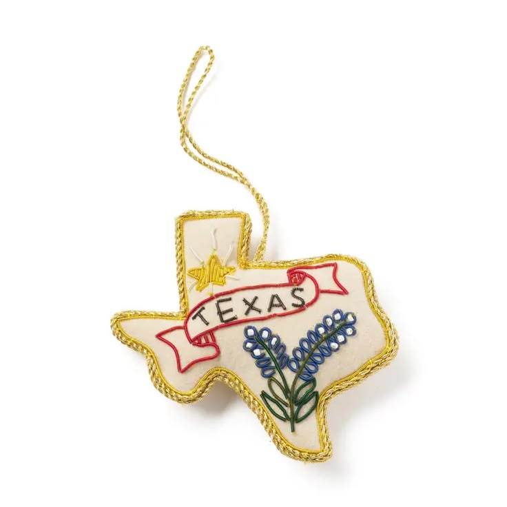 Texas Beaded Christmas Ornament