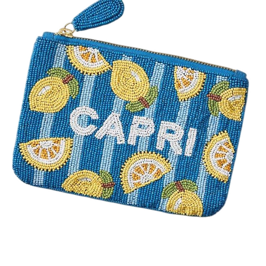 Handmade Lemon Beaded Coin Purse