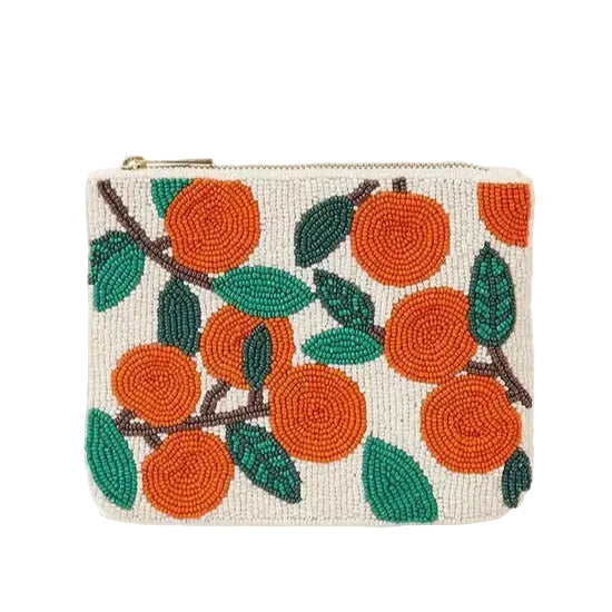 Orange Beaded Coin Purse