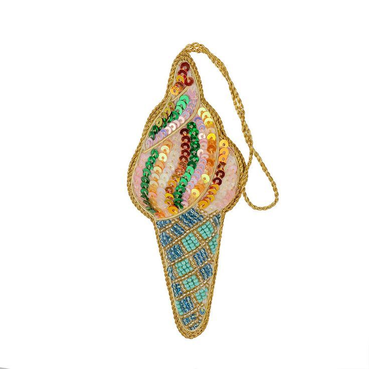 Beaded Ice Cream Cone Ornament